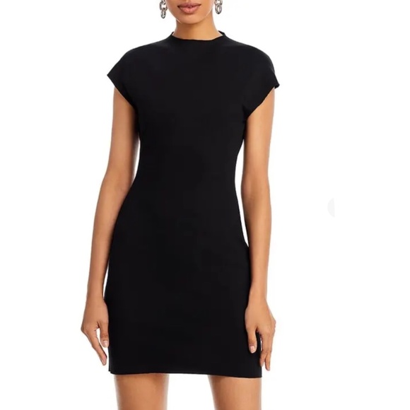 AQUA Mock Neck Sheath Mini Dress in Black Medium  – NWT - Picture 1 of 4